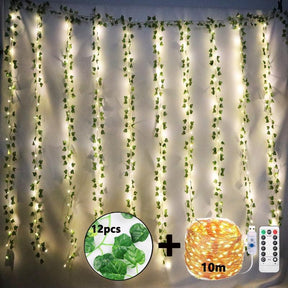 Cascata Guirlanda Verde com Led 12 Peças